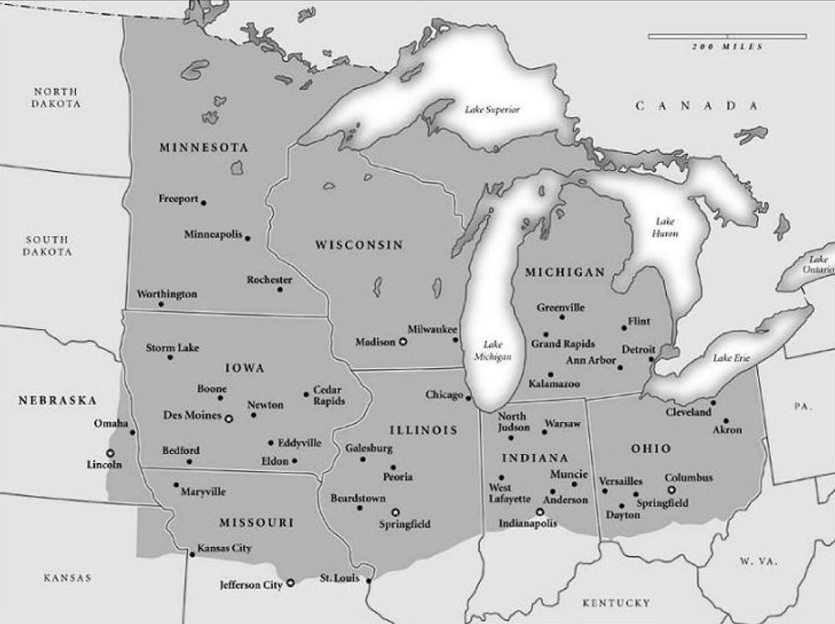 Map Of United States Midwest Region Wall Hd 2018